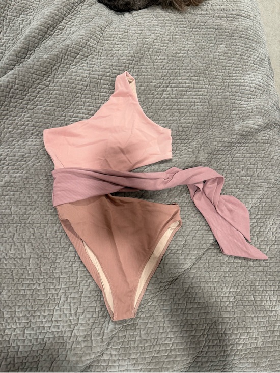 Beach Riot Other - Beach Riot Ribbed Blush Pink One-Shoulder Bikini